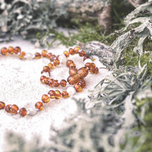 Moon Waltz - Amber Caramel & Moonstone Bracelet: Kids/Teen Bracelet