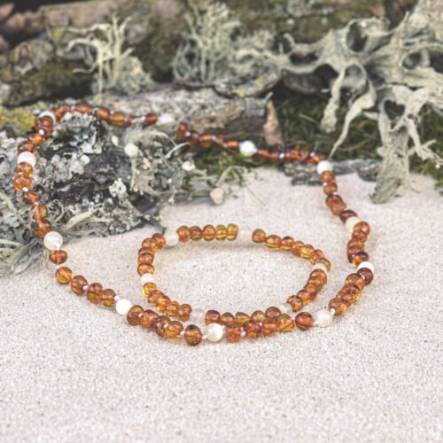 Moon Waltz - Amber Caramel & Moonstone Bracelet for adults