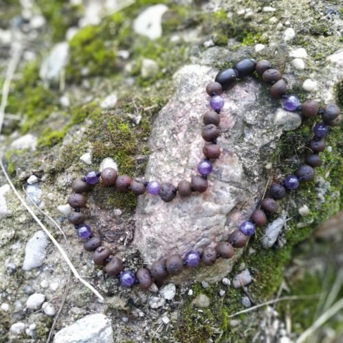 Velvet Rumba - Raw cherry Amber and Purple Amethyst Necklace for adults
