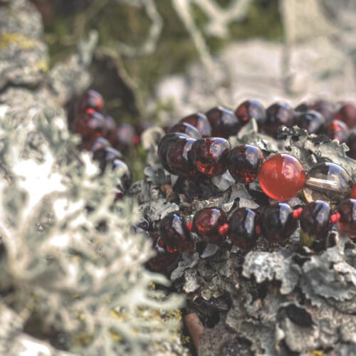 Fire Flamenco - Cherry Amber with Smoky Quartz and Carnelian: Kids/Teen Necklace